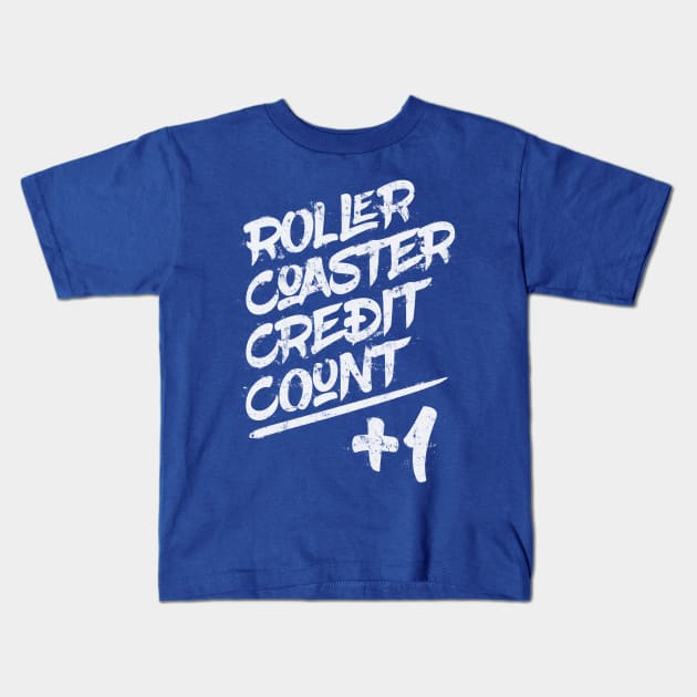 Roller Coaster Credit Count +1, Funny Coaster Enthusiast Kids T-Shirt by emmjott